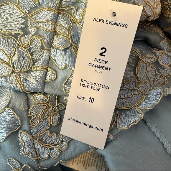 Alex Evenings Women's Embroidered Jacket & Dress for Wedding Guest Light Blue - Picture 11 of 15
